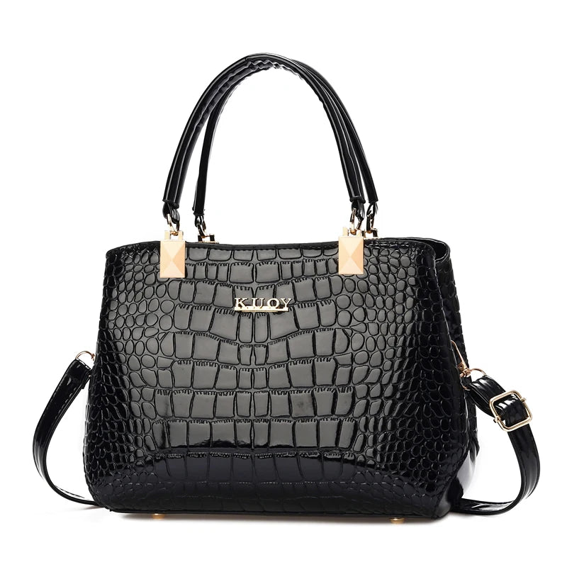 Bolsa Feminina Luxuosa com Padrão Crocodilo