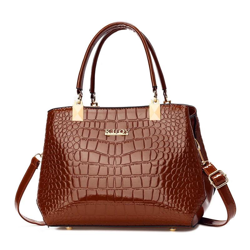 Bolsa de ombro elegante com padrão crocodilo para mulheres, elegante e durável bolsa de couro PU, alça transversal removível, Eva Eve