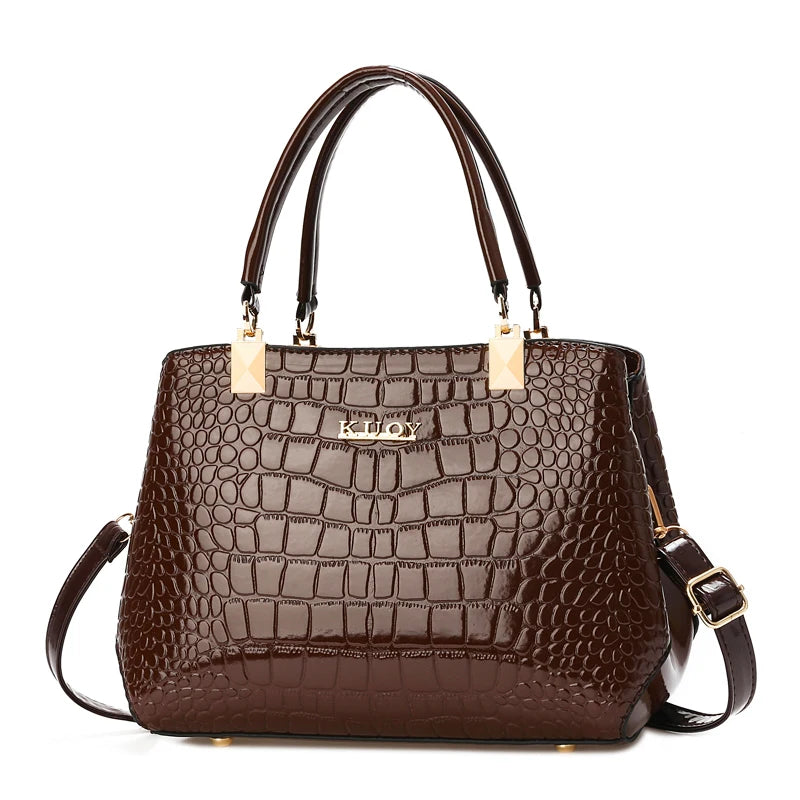 Bolsa de ombro elegante com padrão crocodilo para mulheres, elegante e durável bolsa de couro PU, alça transversal removível, Eva Eve